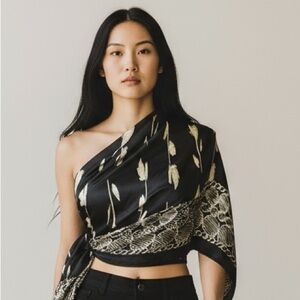 Black and White Striped Scarf Wrap